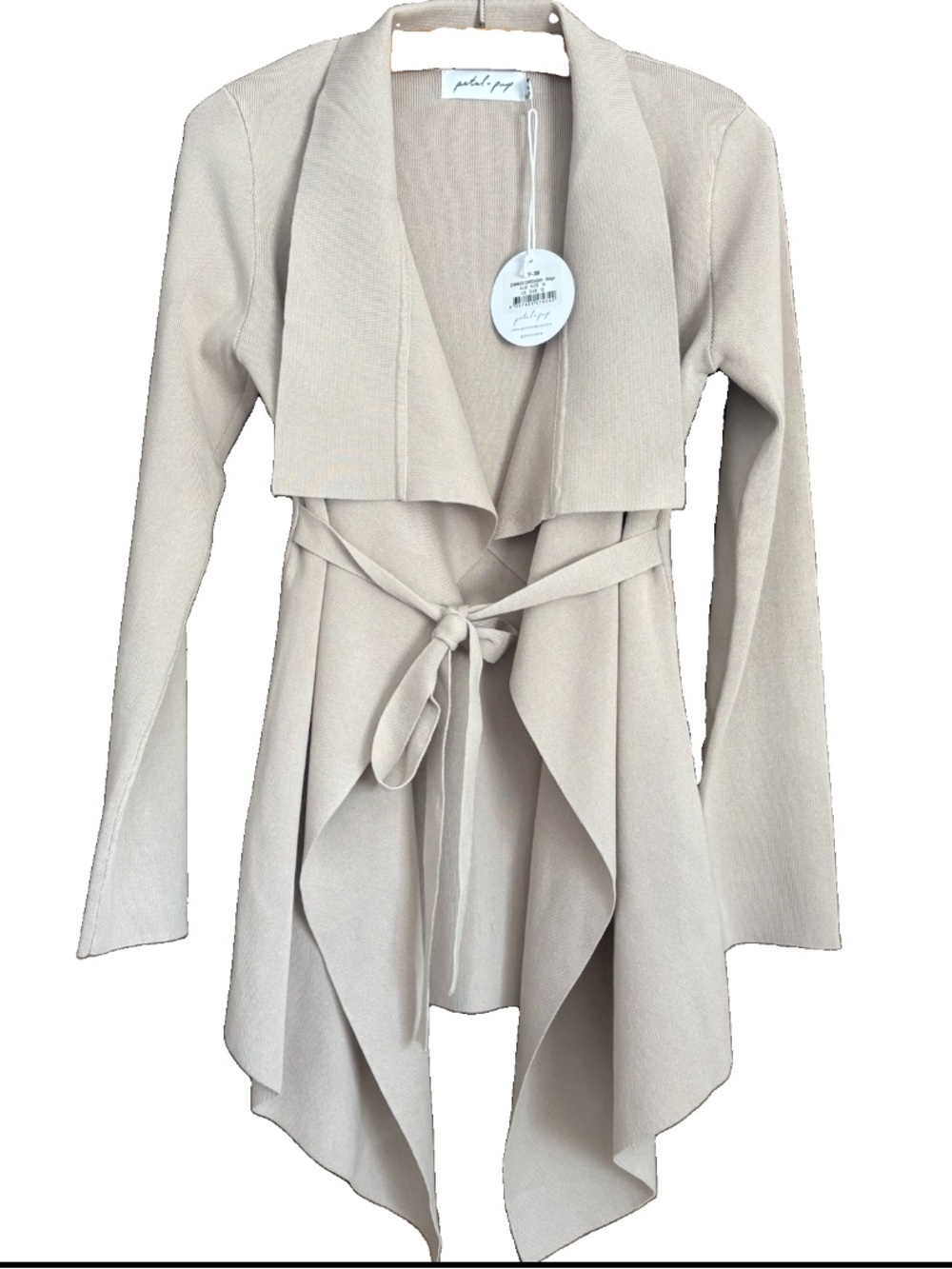 NWT Petal & Pup Tan Ribbed Zimmer Belted Cardigan